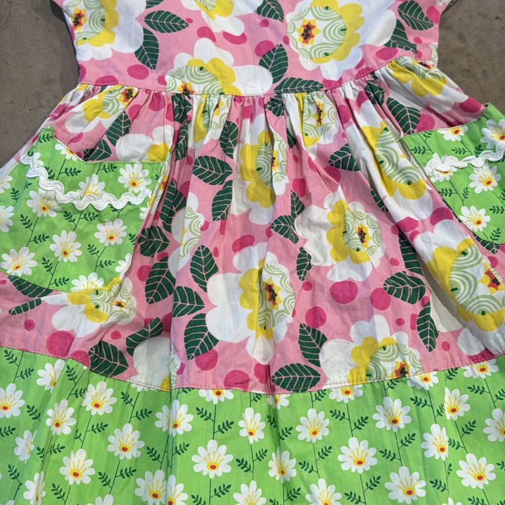 Charming Floral Kids Dress in Pink, Yellow, and Green